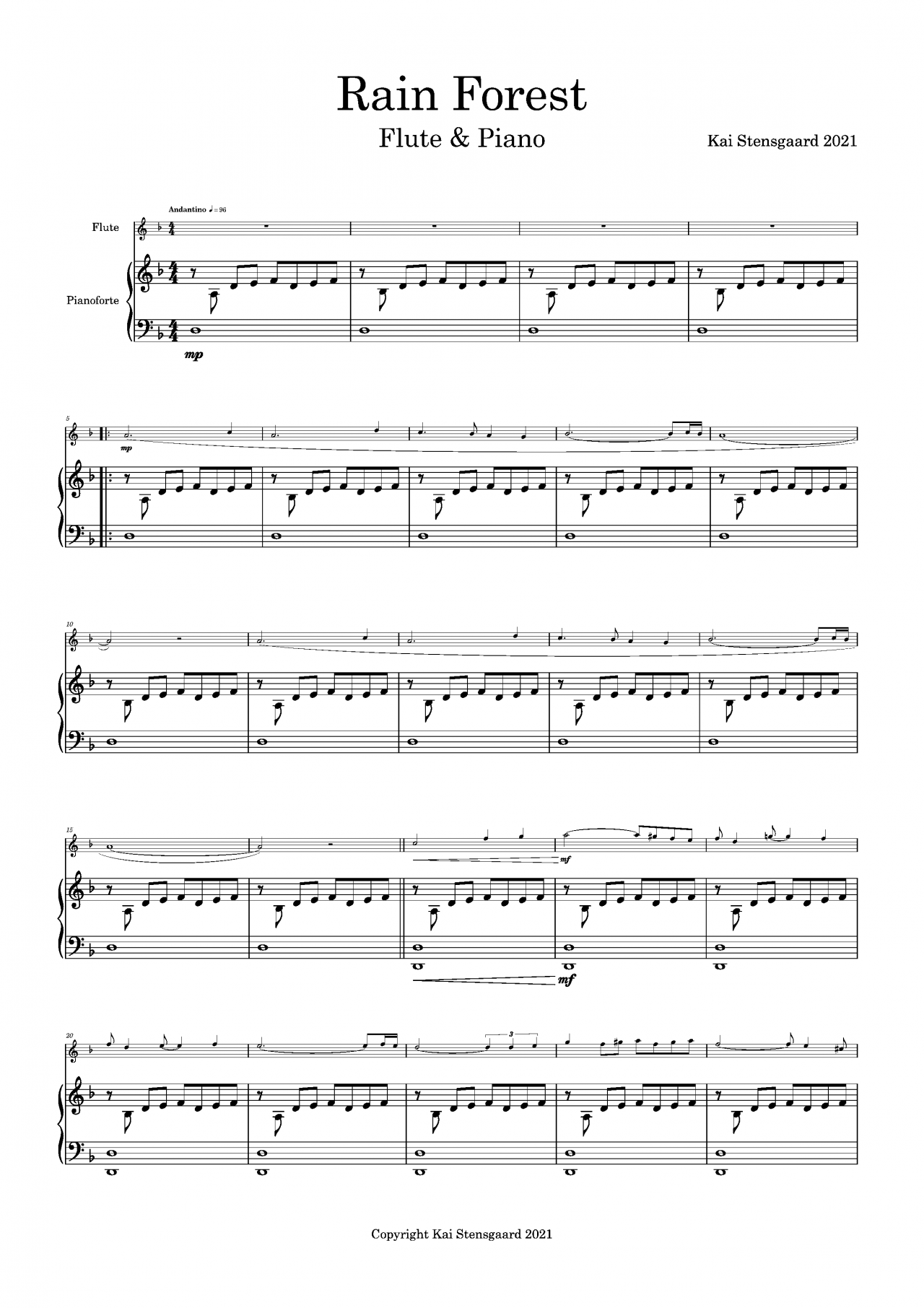 Rainforest for flute & piano PDF | Music for marimba & more